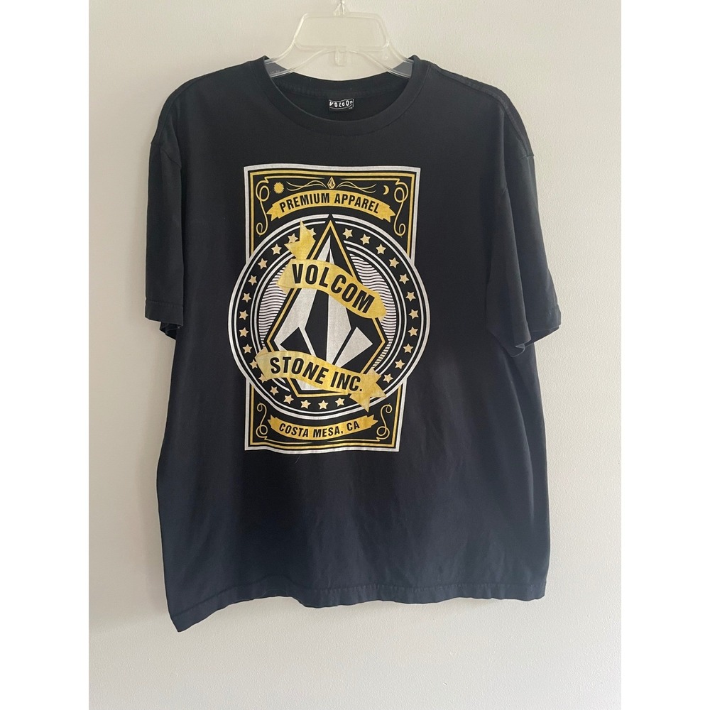 Volcom Stone Inc Mens Black Graphic T-Shirt Costa Mesa CA Large Skate Surf Tee